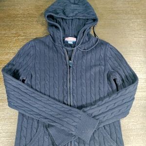 Vineyard Vines Knitted Full Zip Hoodie cotton cashmere women's medium dark blue